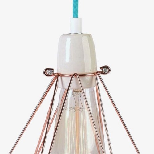 Filament Style Filament 004 französische Retro Loft Lampe Diamond #1 mit Textilkabel in blau Metall E27, 28 x 18 cm, bronze - 6