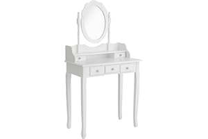 Acomoda Textil – Tocador de Madera con Espejo. Mesa de Maquillaje Blanca con Cajón Amplio y Diseño Elegante para Dormitorio. Mueble Funcional, Resistente y Versátil. (85X46X149 cm)