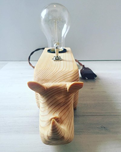 Lámpara de escritorio con cable de tela retro con un rinoceronte tall