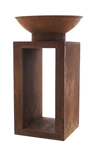 Feuerschale „Rosti“, 2tlg. Dekosäule, Feuersäule Dekofeuer Garten Rost Optik modern ausgefallen - 2