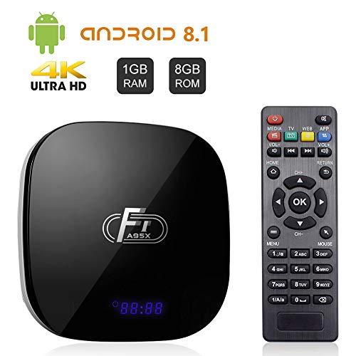 Android TV Box, A95X F1 Android 8.1 TV BOX 1GB RAM/8GB ROM Amlogic S905W Quad-Core Supporto 2.4Ghz WiFi 4K HDMI DLNA 3D Smart TV BOX