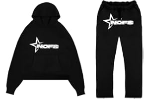 Edumov NOFS Jogginganzug Streetwear Tracksuit für Herren | Buchstaben Drucklose Hoodies und Jogginghosen Y2K Männer | Hip Hop Hose Trainingsanzüge Pullover Lässig Oberteile und Sporthosen