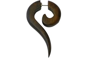 CHICNET Chic-Net - Piercing finto a spirale, in legno e acciaio inox, a spirale lunga, punto interrogativo