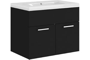 vidaXL Mobile Bagno con Lavabo Integrato Nero in Truciolato