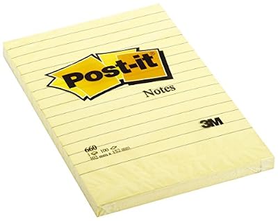 Post-It Notes jaunes lignées grand format 102 x 152mm - 100 feuilles - Lot de 6