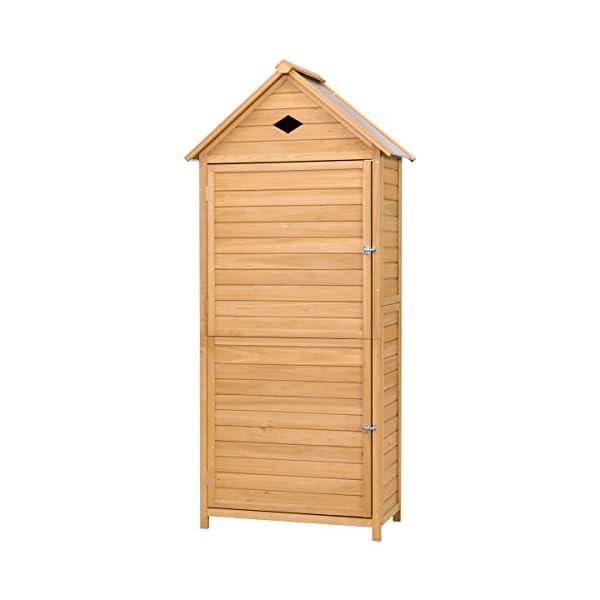 COSTWAY Gartenschrank Holz, Gerätehaus wetterfest, Geräteschuppen