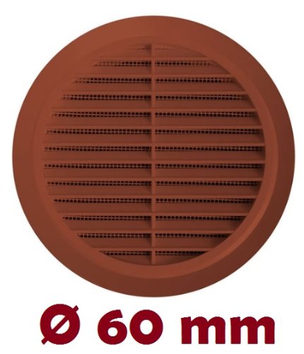 Lüftungsgitter Ø 60 mm rund braun Insektennetz Abluftgitter Zuluft Abluft Gitter Lüftung T74 - 2