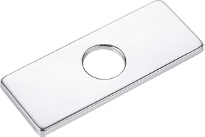 Gdfnmogo Placa de grifo de acero inoxidable, cubierta de agujero de placa base de grifo, placa de cubierta rectangular para grifos de un solo agujero (galvanoplastia)