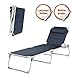 Produktbild blaue Sonnenliege mit Kopfkissen ca. 200x67x35cm, faltbar, extra breit und bietet dadurch hohen Liegekomfort + Stabilität