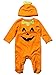 M&Co Fun And Festive Baby Pumpkin Halloween Dress Up Costume Long Sleeve Sleepsuit And Hat Set Orange 3/6 Mnths