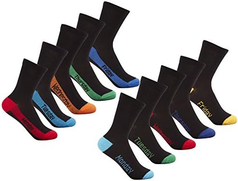 Street Essentials Boys Socks with Coloured Toes & Heels 10 Pack Days Multi 12.5-3.5