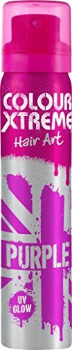 Colour Xtreme UV Glow Hair Art Spray Purple 75ml