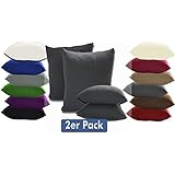 Doppelpack Serie Jersey Kissenbez&uuml;ge mit Rei&szlig;verschluss aus 100% Baumwolle in 12 modernen Farben und 4 Gr&ouml;&szlig;en (40 x 145 cm (Stillkissenbezug), Anthrazit)