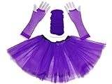 Just 4 Fun Leisurewear Purple 3 Layer Tutu Set, Leg Warmer & Fishnet Gloves Size 8 To 16