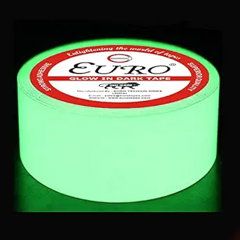 Euro Glow in Dark Adhesive Tape, 2 inches X 5 Meters, Waterproof Auto Glow Radium Tape, Luminous Tape, Green