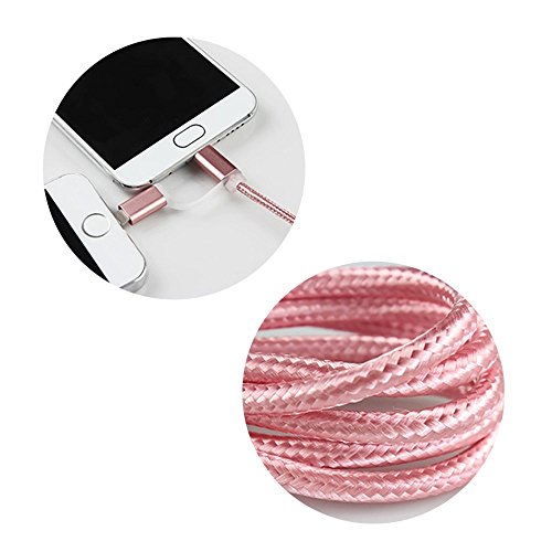 Cuitan 2-in-1 Dual Interfaces 1m USB Kabel für Android / Apple iOS Universal, Nylon Geflochtene Lightning und Micro USB Data Ladekabel Datenkabel Charging Cable für iPhone 6 / 6s / 6 plus / 6s plus / 5s, iPad, iPod, Samsung S7 / S7 Edge / S6 / S6 Edge, Sony, HTC, Huawei und andere – Rose Gold - 3