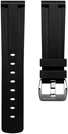 ZULUDIVER EPDM Rubber Premium Italian Diver Watch Strap Black, Brushed / Polished Buckle, 20mm