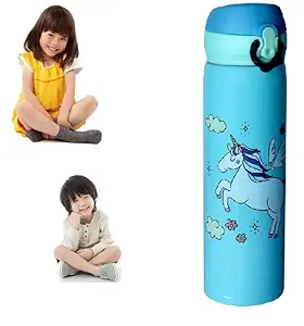 Pelo Cartoon Water Bottle Sipper for School for Kids Boys and Girls Multicolor (Blue)