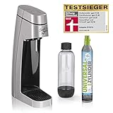 AUF KNOPFDRUCK: Die Bedienung des Soda Trend Style ist kinderleicht. Einfach die Flasche mit Leitungswasser füllen, in die Halterung eindrehen und per Knopfdruck nach Belieben Kohlensäure einsprudeln lassen - fertig.