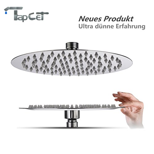 TAPCET Duschkopf Kopfbrause Regendusche Top Duschköpfe Regenduschkopf Regenbrause 304 Edelstahl poliert Spiegeleffekt 8“ Top Spray Shower Head Rundlich - 2