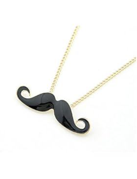 Moustache Kette / Halskette in Gold-Optik mit Schnurrbart Anhänger in schwarz - gold von DesiDo