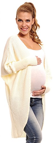 Happy Mama Women's Maternity Chunky Knit Cardigan Coat Warm Wrap. 323p (Ecru, ONE SIZE UK 10/12/14)
