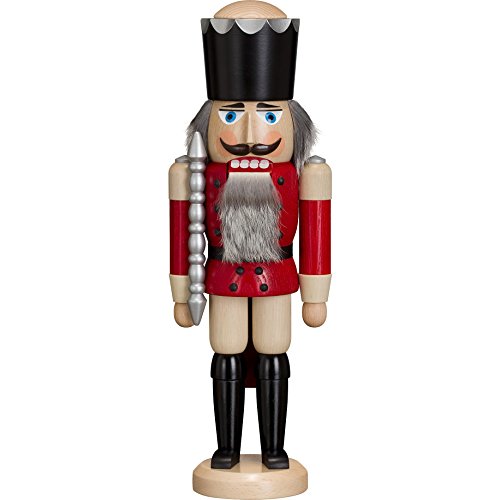 Seiffener Volkskunst Nussknacker "König" rot ca. 39 cm Esche lasiert, Erzgebirgskunst, Weihnachtsdeko Nußknacker Weihnachten