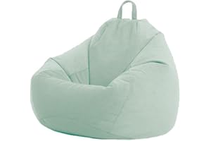Highdi Velluto Pouf Poltrona Sacco, Bambini & Adulti Bean Bag Fodera per Sacco di Fagioli per Decorazione della Soggiorno Camera Giardino Salotto Balcone, Senza Ripieno (Menta Verde,75x95cm)