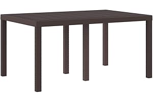 vidaXL Table de Jardin Marron 150 x 100 x 73 cm polyrotin, Table rectangulaire en Acier Moderne, Grande pour Jardin et terrasse, Meuble d'extérieur résistant !