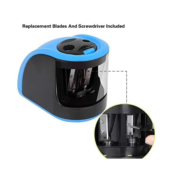 Pencil Sharpener,Upeffeet Convent Electric Automatic Pencil Sharpener 2 Diameters Holes Coal Coloured Pencils for Drawing 2-Way Powered For Classroom Office Outdoor Paint Sketching - Image 7