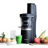 Panasonic Slow Juicer Extracteur de jus, MJ-L700KXE, Goulotte Extra Large 75 mm, Extraction Lente, Accessoire Glace, Faible Volume sonore, Version Française, Acier Inoxydable, Plastique, Noir Mat