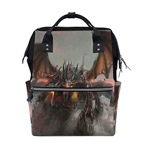 Preisvergleich Produktbild Headed Fire Breathing Dragon Großer Monster Gothic Schulrucksack, große Kapazität, Mumien-Tasche, Laptop, Handtasche, Freizeit-Reiserucksack für Damen, Herren, Erwachsene, Teenager Kinder
