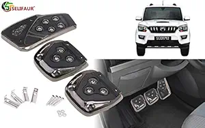 Selifaur - 3 Pcs Black Non-Slip Manual Car Pedals kit Pad Covers Set for Mahindra Scorpio New