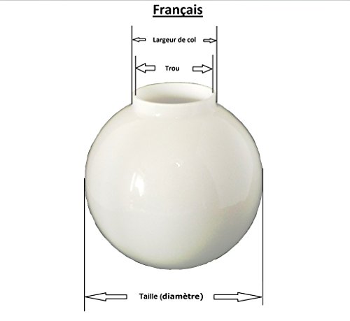 12.5cm Durchmesser Weiß Glas Ersatz Kugel Lampenschirme. Kreisumfang: 39cm, Loch: 5.0cm Durchmesser, Hals (Außenbreite): 5.6cm Durchmesser. - 5