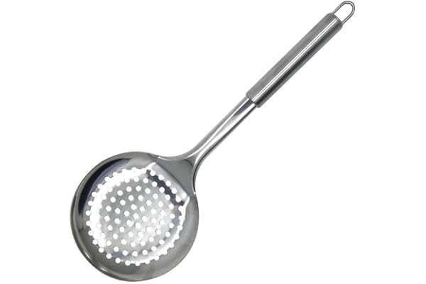 Fackelmann 670432 Ecumoire inox, écumoire pour raviolis, Acier inoxydable, Argenté, 32,6 x 11,5 x 1,6 cm