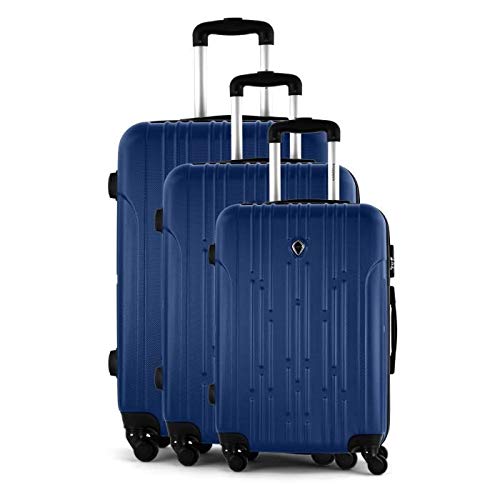 Preisvergleich Produktbild JLS Set de 3 Valises chariot - ABS - 4 roues - 75 cm - Bleu