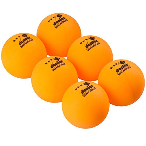 Donier Palline da Ping Pong 3 Stelle | Set da 6 Palline, Misura Ufficiale 40 mm | per Interno ed Esterno | Palline da Competizione, Approvate ITTF | Arancione, Bianco (Arancione)