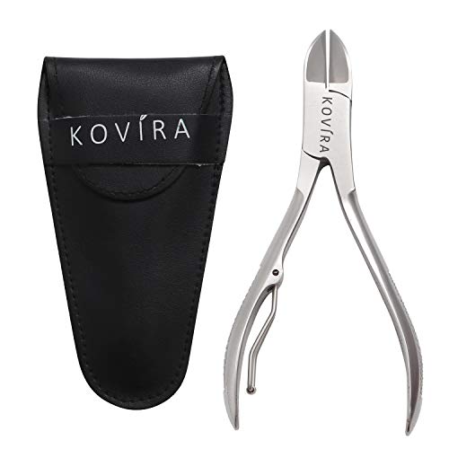 Alicates Cortauñas Profesional - (4 ") Cutícula para uñas cortador de uñas con caso - Pinzas para Uñas Gruesas y Duras - Pedicura y Herramientas de Manicura