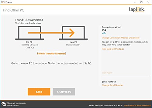 Laplink PCmover Professional 11 con High Speed Cable  1 Uso  -   La forma m  s f  cil de transferir su informaci  n a una nueva PC 