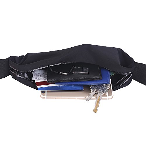 Marsupio Running, Alfort Cintura Corsa / Marsupio Sportivo per Run / Escursionismo / Bicicletta / Viaggi per Samsung Galaxy A5 2017 / A3 2017 / S7 / S7 Edge, iPhone 8 / 7 / 6S / 6, Huawei, Sony Perfetta Connessione Cuffie ( 5,7 inch Nero )
