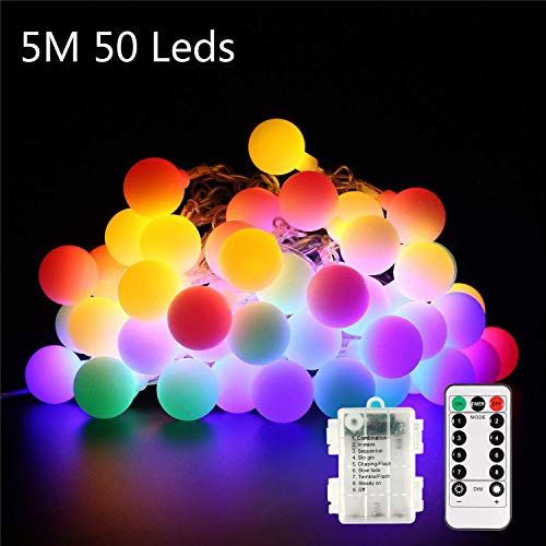 Vegkey Cadena de Luces,5M 50 Leds Guirnalda Luces Cadena de Luces 8 Modos Luces Decorativas para Boda, Habitación,Fiesta de Navidad,Fiesta de cumpleaños