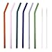 Produktbild MIXIAO Mehrfarbig Glas Strohhalme Wiederverwendbare gebogen 21.5 cm x 10 mm handgefertigt - 6er Set mit 2 Reinigungsbürsten , Glas Trinkhalme - gesund, umweltschonend, frei von BPA