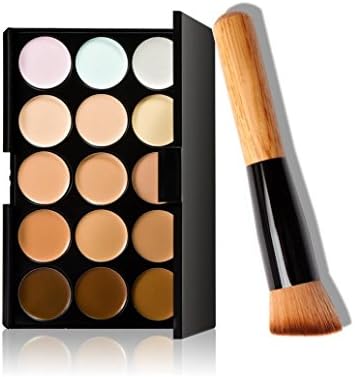 Tonsee 15 Colors Makeup Concealer Foundation Cream Cosmetic Palette Set Tools With Brush (A)