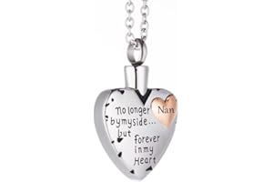 MCJKP No Longer By My Side Forever in My Heart Cremation Jewellery Urn Necklace for Ashes for Mama Ashes Holder Keepsake Pendant Memorial Gifts