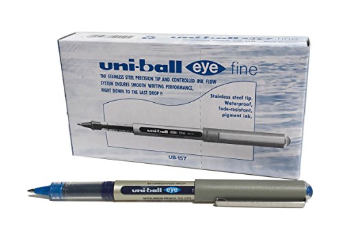 Uni-Ball UB-157 Eye Fine Lot de 12 stylos roller Bleu