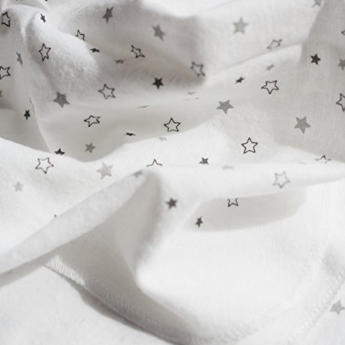 2 Stück – Moltontücher / Schmusetücher / Wickeltücher, 80 x 80 cm – bedruckt – Sterne Grau, sehr weich und saugstark, maschinenwaschbar bis 60° C, Öko-Tex Standard 100 - 2