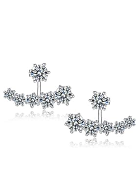 Wunhope Ohrringe Damen Mädchen 925er Sterling Silber mit AAA Unterschiedliche Zirkonia Front-Back-Ohrringe Stecker