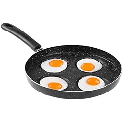 Uarter Oeuf Poêle à Frire, Aluminium, Alliage 4 cavités œufs au Plat cuisinière Poêles, Noir