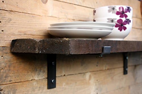 Metal Shelf Brackets 225mm Industrial Steel Rustic Farmhouse Style Perfect For Stacking Shelves (Set of 2 Brackets) (SHELF WIDTH UP TO 225mm (50mm x 6mm) &amp; FIXINGS)