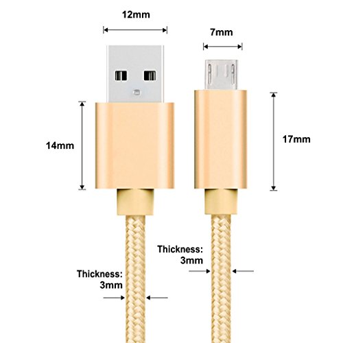 iMusi Micro USB Kabel für Android Smartphone Aufladen und Daten Transportieren High Speed [Syncwire & Ladekabel] – für Samsung Galaxy, HTC, Huawei, Sony, Nexus, Nokia, Kindle und mehr Gold - 6
